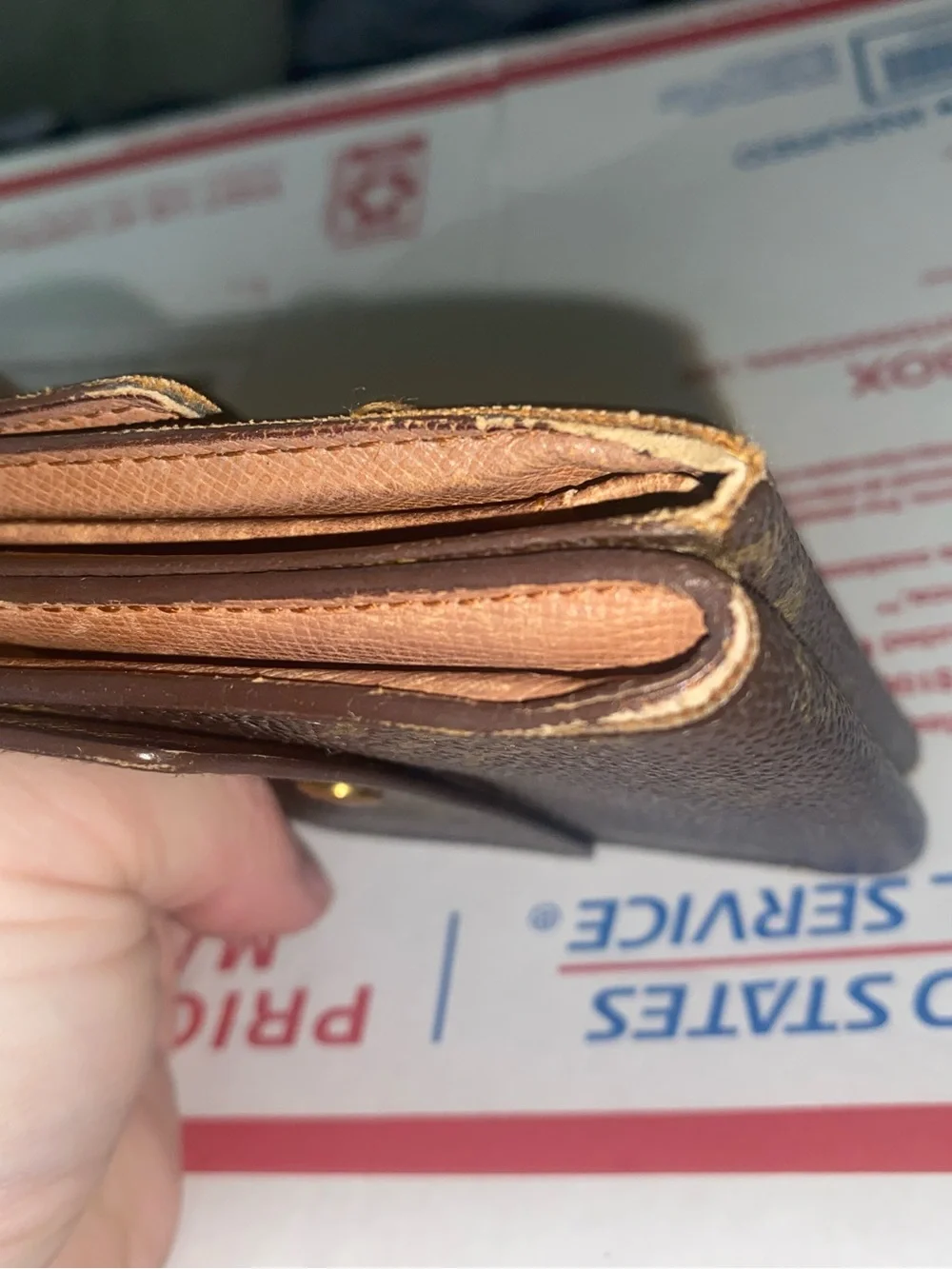 Louis Vuttion Monogram Small Fold Wallet in Brown and Gold